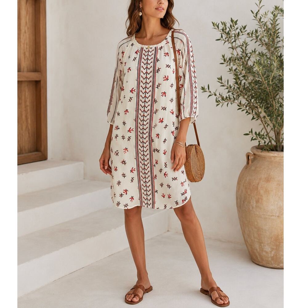 Maison Scotch Scotch & Soda Pioneer Shift Dress Size 3 Ivory Embroidered Boho